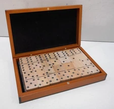 Hand Crafted Dominoes Box Wooden Printed Chips Felted Box Dominoes are SEALED