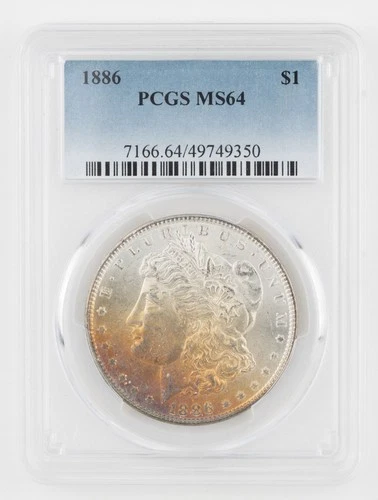 TONED 1886 P Morgan Silver Dollar PCGS MS64 Philadelphia - 1267B