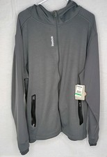 Reebok Mens XL Full Zip Hoodie Fleece Lined Gray Zip Pockets NWT 2013