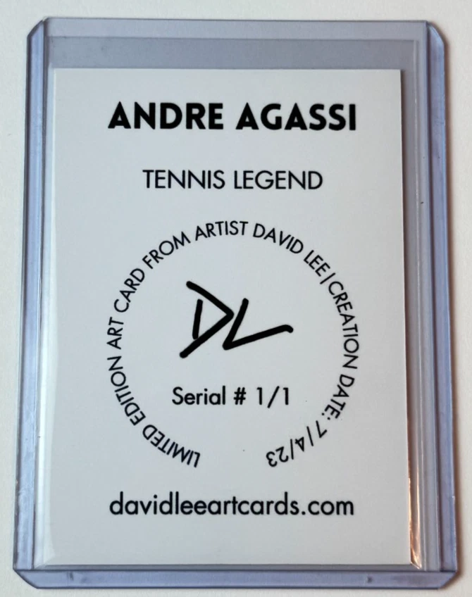 Andre Agassi edição limitada artista assinado "Tennis Legend" cartão refrator 1/1 - Imagem 2 de 2