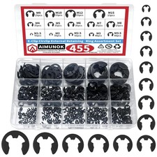 AIMUNOK 455Pcs E-Clip External Retaining Rings Snap Rings Assortment Set, Hig...