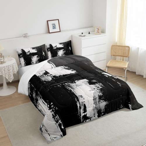 Black and White Abstract Comforter Set for Kids Boys Girls Full Multi 09 - Picture 5 of 7