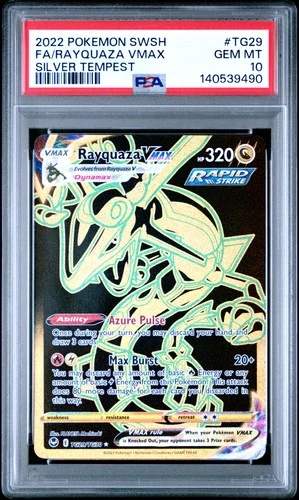 2022 POKEMON SWORD & SHIELD SILVER TEMPEST #TG29 FULL ART/RAYQUAZA VMAX PSA 10