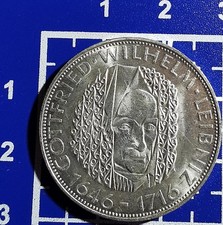 5 Mark 625 silver coins Heiermann West Germany Gottfried Wilhelm Leibniz 1966 D
