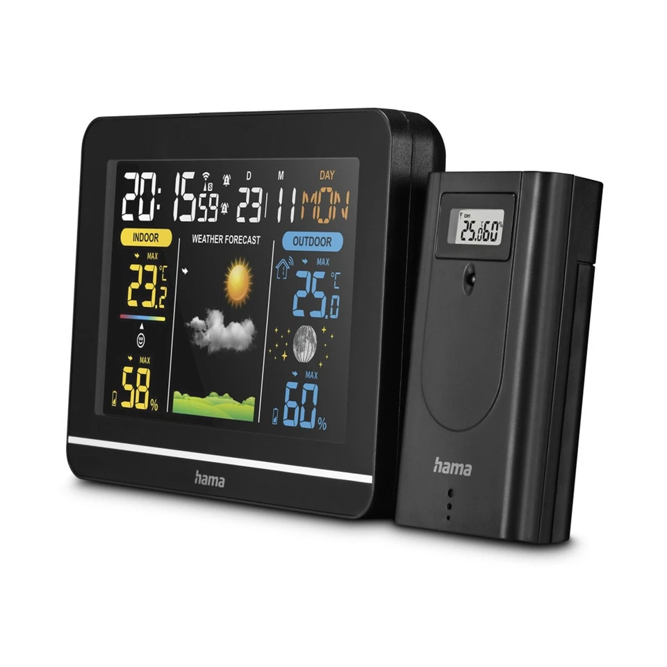 Hama Funk-Wetterstation Außensensor Hygrometer Farbdisplay Uhr Wettervorhersage - Bild 3 von 4