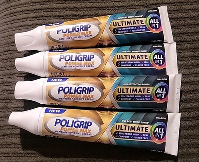 (4) Poligrip Power Max Ultimate Denture Adhesive Cream 2.2oz ~EXP: 4/28+