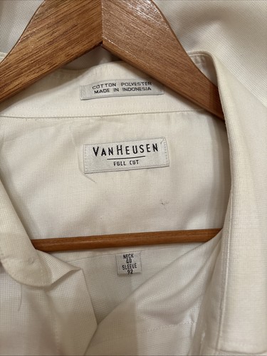 Van Heiden White Mens Dress Casual Business Long Sleeve shirt - size 48 - Picture 4 of 4