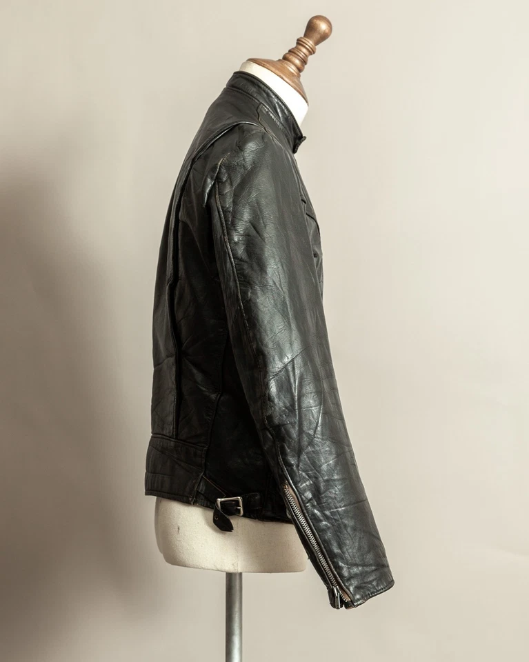 Vintage 1960s Brooks Cafe Racer Leather Jacket Talon Zippers - Image 3 of 4