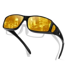 Night Driving Glasses for Men Women, Polarized Anti Glare Yellow Lens Night V...