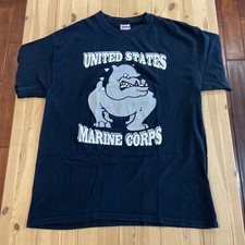 Vintage US Marine Bulldogs T-Shirt Made in USA Avil Size Large Blue
