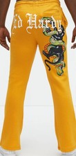 NEW WITH TAGS Ed Hardy Men's Yellow Graphic Print sweatpants