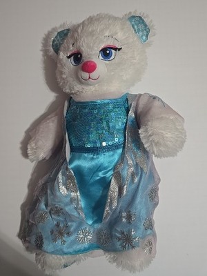 Build A Bear Disney Frozen Elsa W/Dress Plush Teddy Bear Stuffed 17  Sparkle BAB