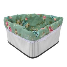 Scalloped Corner Storage Basket Desktop Display Bin Bamboo Decor Bedroom Bins