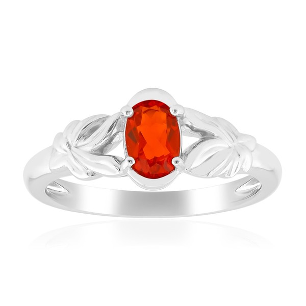 Cavill Silberring 925 Rhodiniert Mexikanischer Feueropal Oval 0,25Ct Damen--image