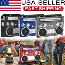 Portable Bluetooth Radio Speaker AC/DC Power USB/SD/FM/AM/SW/AUX/Antenna/Lights