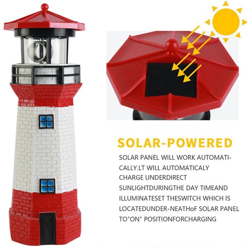 Lighthouse Shape Solar LED Light Garden Fence Yard Outdoor Decor Beacon Lamp NSW - Picture 3 of 18