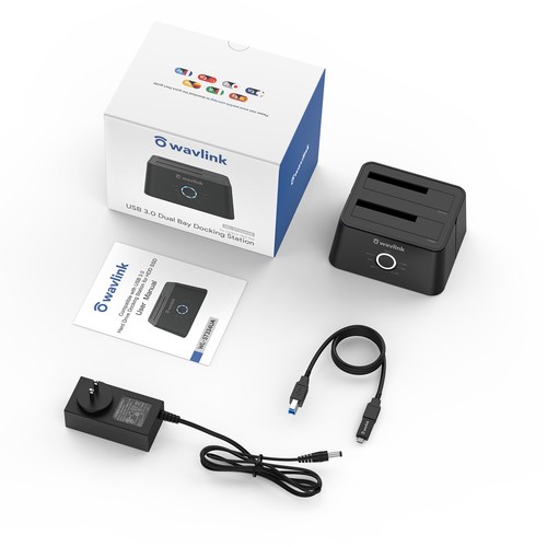 Wavlink Dual Bay Drive Enclosures Hard Drive Clone SSD HDD 2.5"/3.5" SATA UASP - Picture 15 of 76