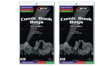 200 BCW REGULAR/SILVER THICK RESEALABLE COMIC BOOK BAGS 7 1/4"X10 1/2" (2 PACKS)