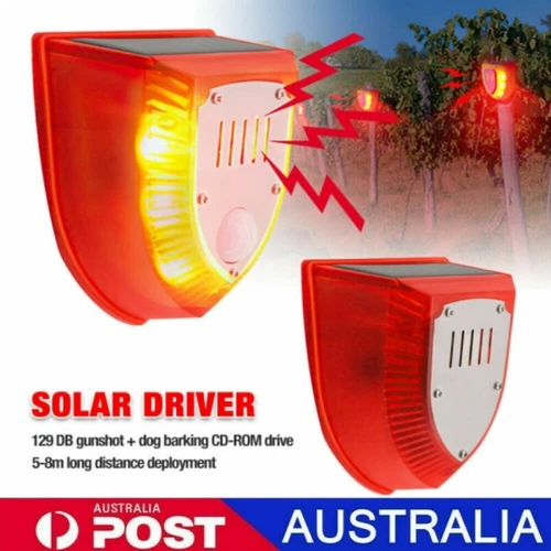 Solar Outdoor Motion Sensor Alarm Waterproof 129dB Sound Security Siren Light - Picture 1 of 6