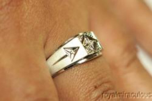 Diamond Ring Lucky Pinky Ring Sterling Silver or Yellow Gold Plated Silver - Picture 2 of 4