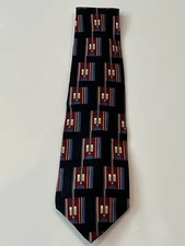Vintage Mark Pendleton Luxury Tie Geometric Pattern 100% Silk Necktie 59" x 4"