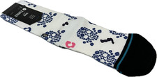 Stance Kids Cream Crew Polyester Cushion Skull Floral Presley Casual Socks Sz L