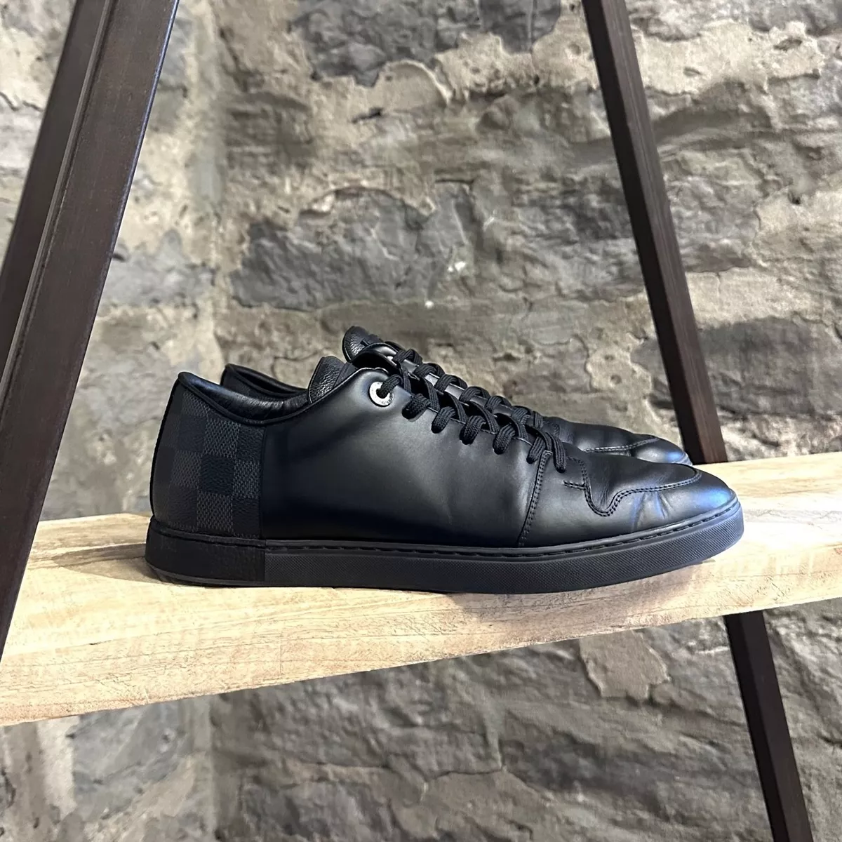 Louis Vuitton Black Leather Damier Line Up Low-top Sneakers - 41