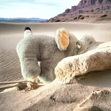 Realistic Etone Plush Gray and White Elephant Vintage 1986 Stuffed Animal 16”