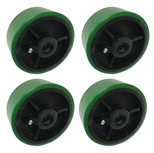 4 Heavy Duty Caster Wheels Set  4" 5" 6" 8" (G) Polyurethane on Cast Iron Wheel - Afbeelding 3 van 17
