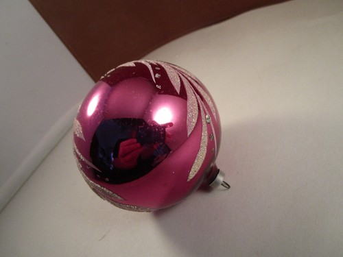 Vintage Mercury Glass Christmas Ornament Mica Leaves Pink Purple B - 第 1/6 張圖片