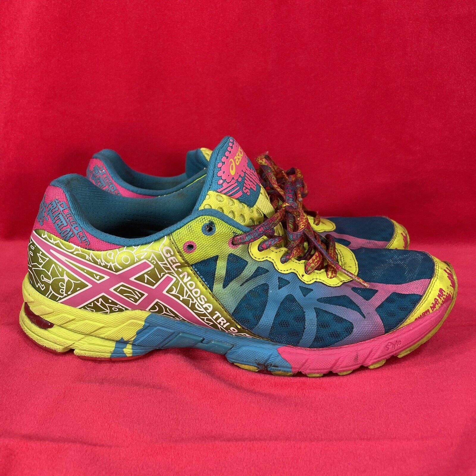 Asics Noosa Tri 9 Running Shoe Womens Size Teal Lime/Yellow T458N | eBay