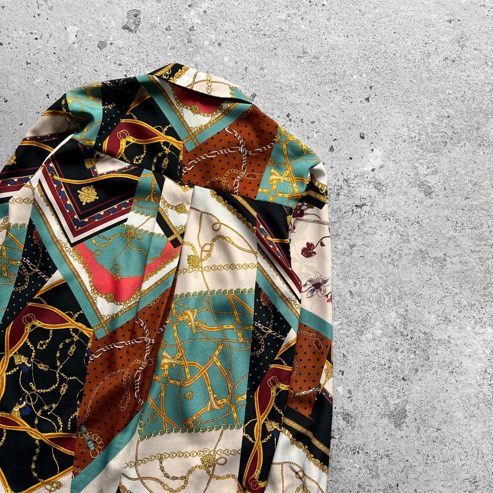 Zara Basic Chain Patchwork Print Scarf Flowing Bl… - image 8