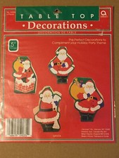 VINTAGE CHRISTMAS SANTA TABLE TOP DECORATIONS 4 CT 5" EACH NOS SEALED