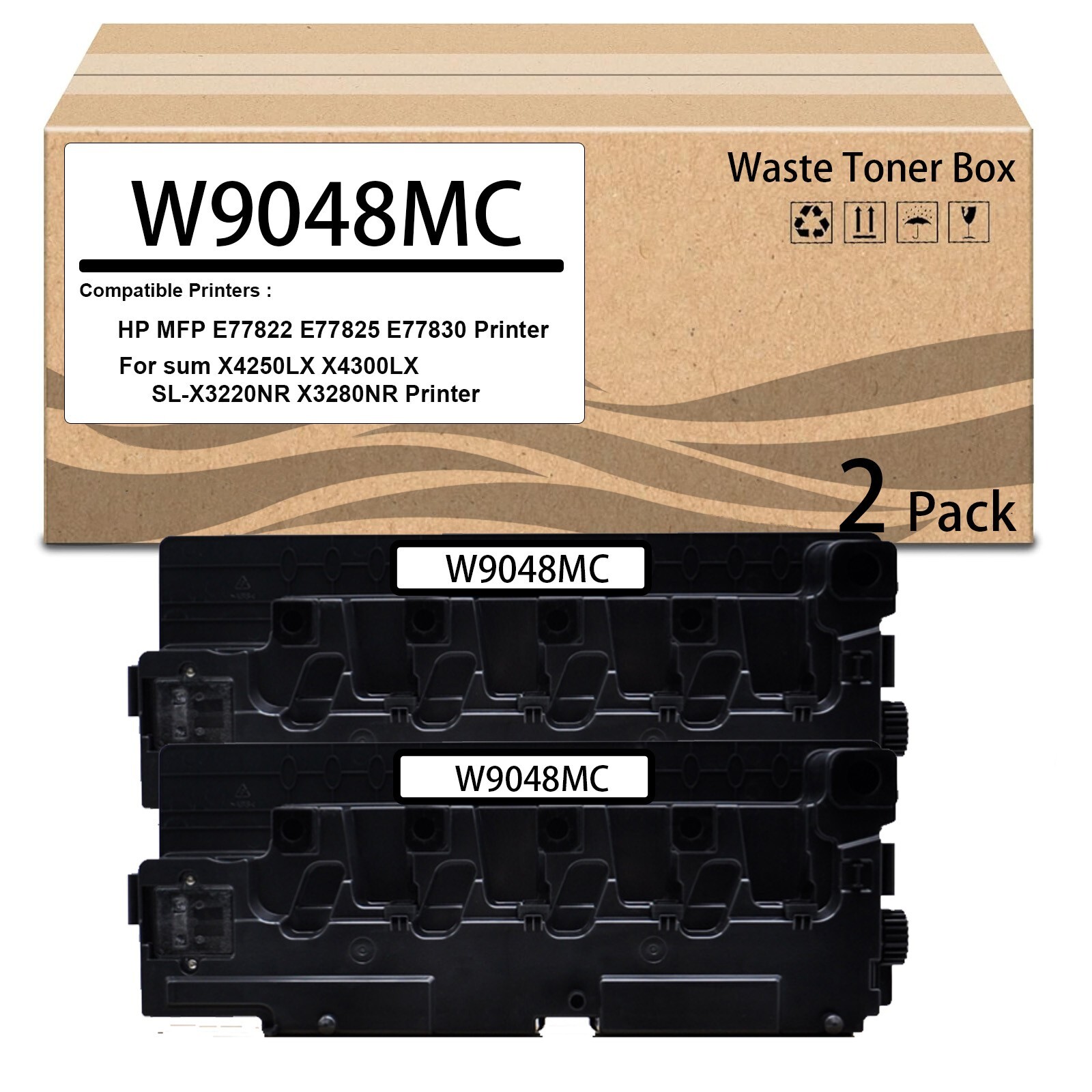 2 Pack W9048MC CLT-W804 CLT-W808 Compatible Waste Toner Box for E77822 E77825