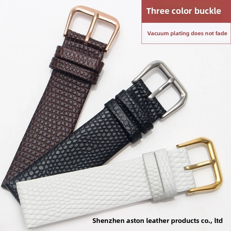 Ultra-thin lizard grain leather watch band strap cowhide wristband 10mm-22mm - Image 3 of 4