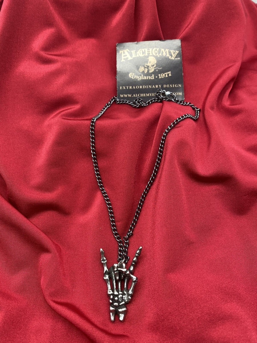 Alchemy Gothic P797 Maloik: Sign Of The Horns Maschio Necklace IN