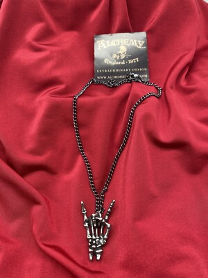 Alchemy Gothic P797 Maloik: Sign Of The Horns Maschio Necklace IN Alchemy Gothic P797 Maloik: Sign Of The Horns Maschio Necklace IN