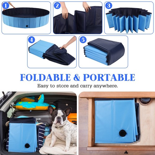 Foldable Dog Bath Swimming Pool Plastic Kiddie Pool Professional Tub Collapsi... - 第 5/8 張圖片