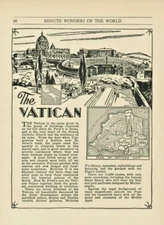 The Vatican Rome 1933 Art Deco Vintage Pen and Ink Travel Print Illustration