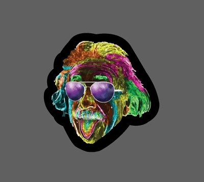 Einstein Sticker Trippy Neon Waterproof - Buy Any 4 For $1.75 Each Storewide!