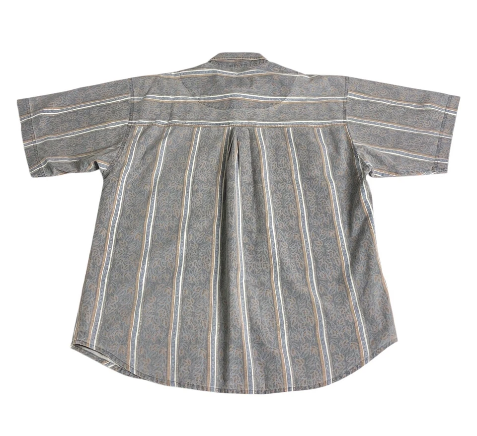 Vintage Explosive Styling Saturdays Shirt Mens M Floral Striped AOP Button 90s - Image 2 of 4