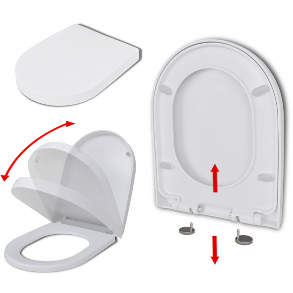 Universal D Shape Toilet Seat Heavy Duty Soft Close Quick Release Top Fix Hinge eBay