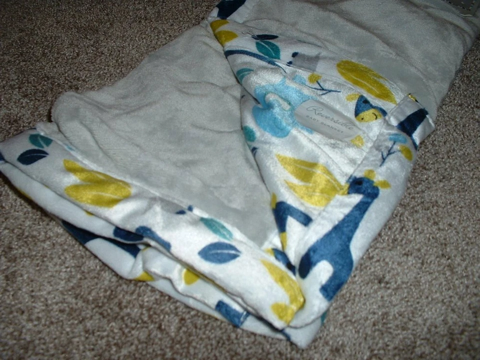 Manta Bebé Cloud 9 Jungle Gris Blanco Azul Minky Infantil Niños Jirafa NUEVA CON ETIQUETAS RARA Foto 3 de 3