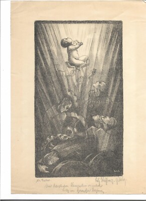 Lily Wiessner-Zilcher - Neujahrswünsche - Neu Enkel - Litho mit Originalsign.