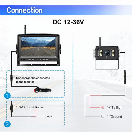 Wireless RV Backup Camera 1080P 7" DVR Monitor for Semi Truck Trailer Camper - Picture 12 of 14