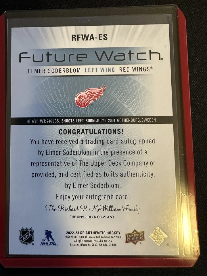 2022-23 SP Authentic Future Watch Signatures Retro Elmer Soderblom /699 #RFWA-ES - Image 2 of 2