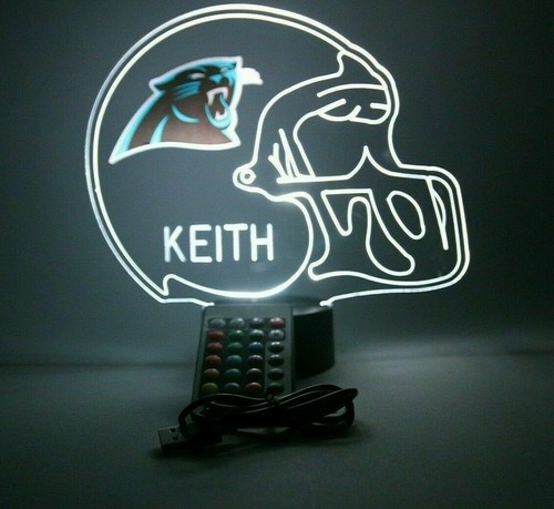 Carolina Panthers Night Light Up Football LED Sports Fan Lamp, Personalized FREE - Picture 12 of 12