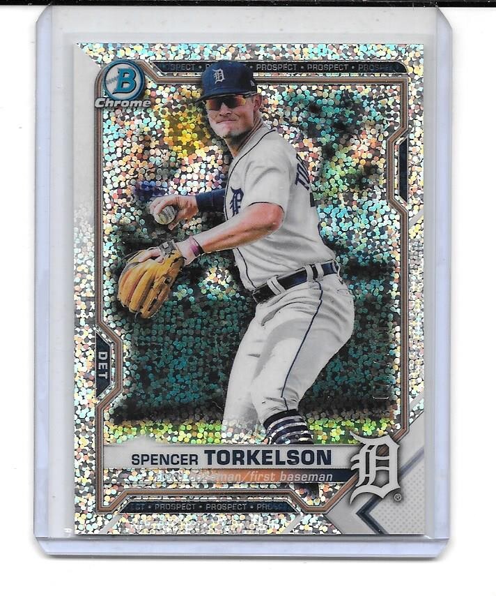 2021 BOWMAN CHROME SPENCER TORKELSON RC SPECKLE REFRACTOR ROOKIE # 72/299 TIGERS