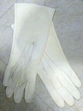 WOMENS BERMUDA WHITE GENUINE SUEDE LEATHER GLOVES - SIZE 6 - MADE IN ENGLAND