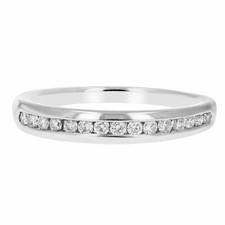 Round Cut Cubic Zirconia Channel Set Half Eternity 925 Sterling Silver Band Ring